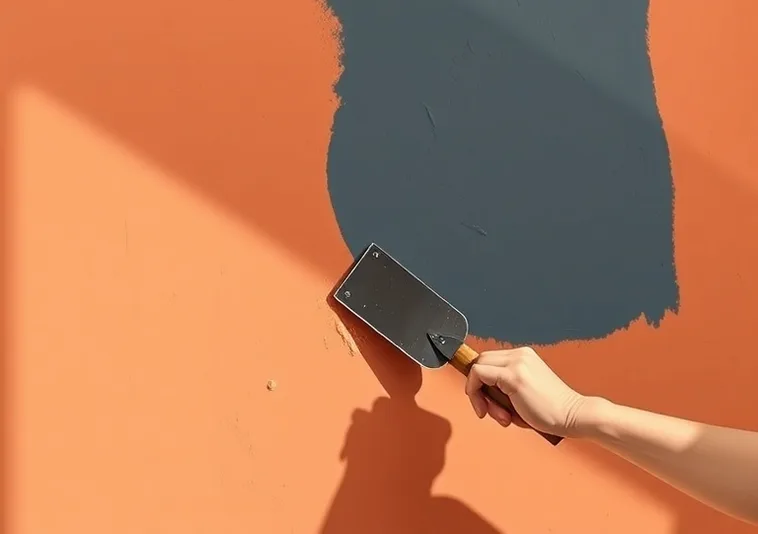 Application d'un enduit décoratif à la lisseuse sur un mur