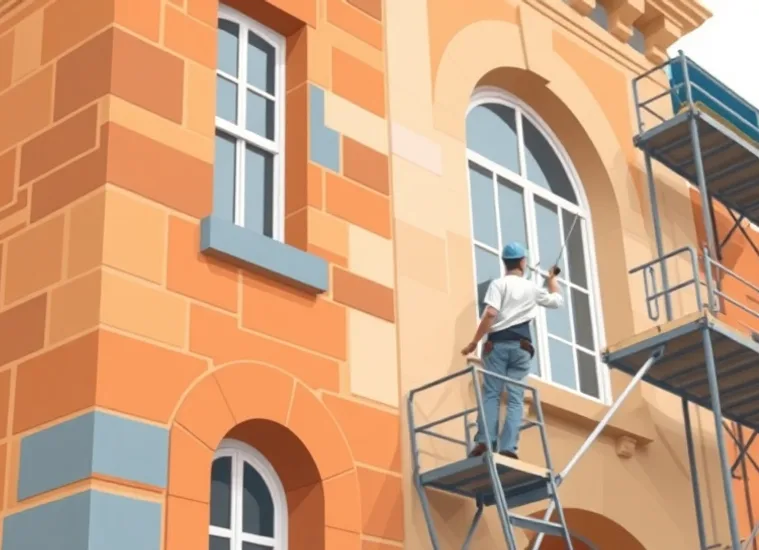 Ravalement de façade en pierre, nettoyage et application d'enduit