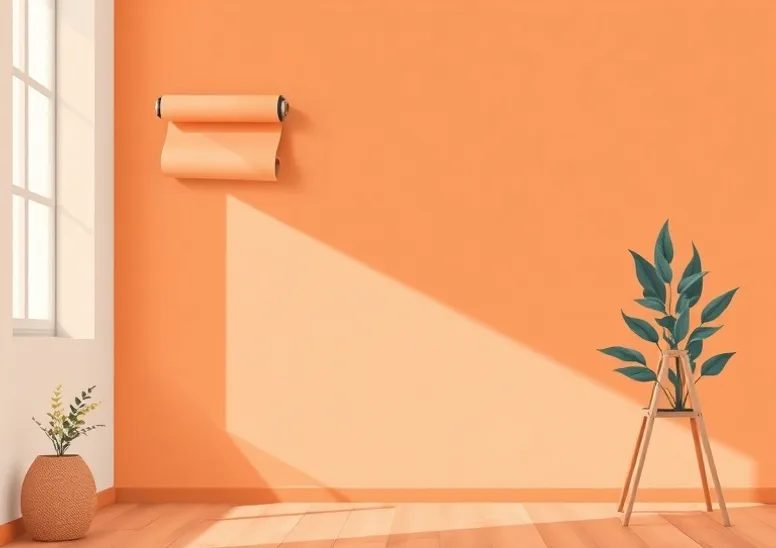 Pose de papier peint, rouleau et brosse à maroufler